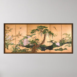 Kano Eino Birds and Flowers of Spring and Summer Poster