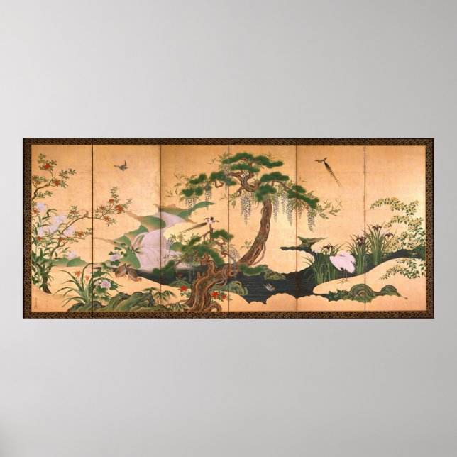 Kano Eino Birds and Flowers of Spring and Summer Poster (Front)