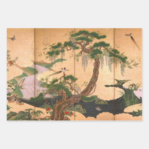 Kano Eino Birds and Flowers of Spring and Summer W Wrapping Paper Sheet