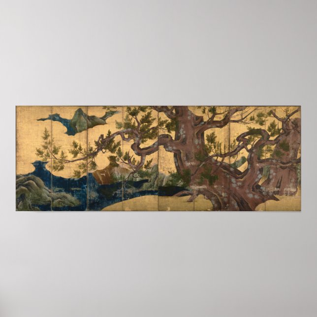 Kano Eitoku Cypress Trees Poster (Front)