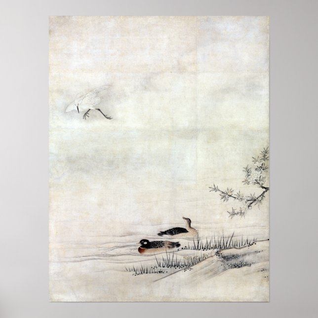 Kano Motonobu Flowers and Birds in a Spring Poster (Front)
