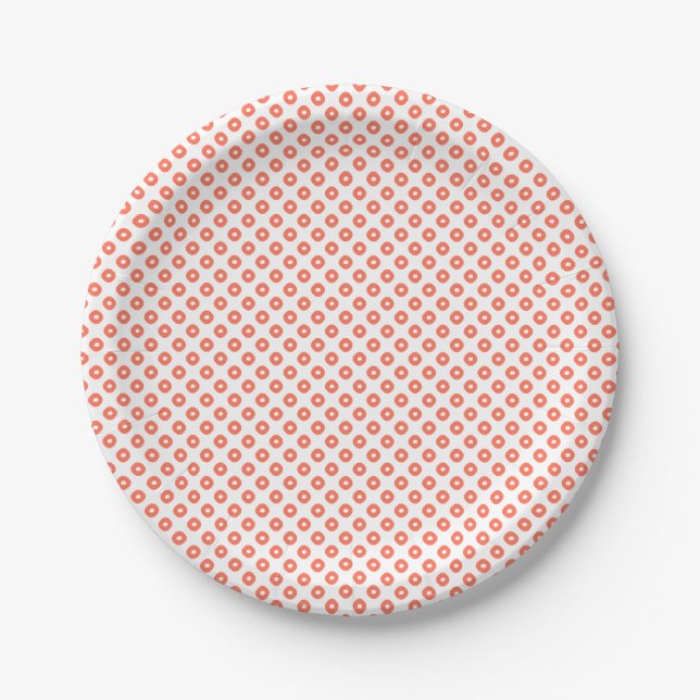 "Kanoko" Fawn Spot Pattern Salmon Pink Paper Plate (Front)