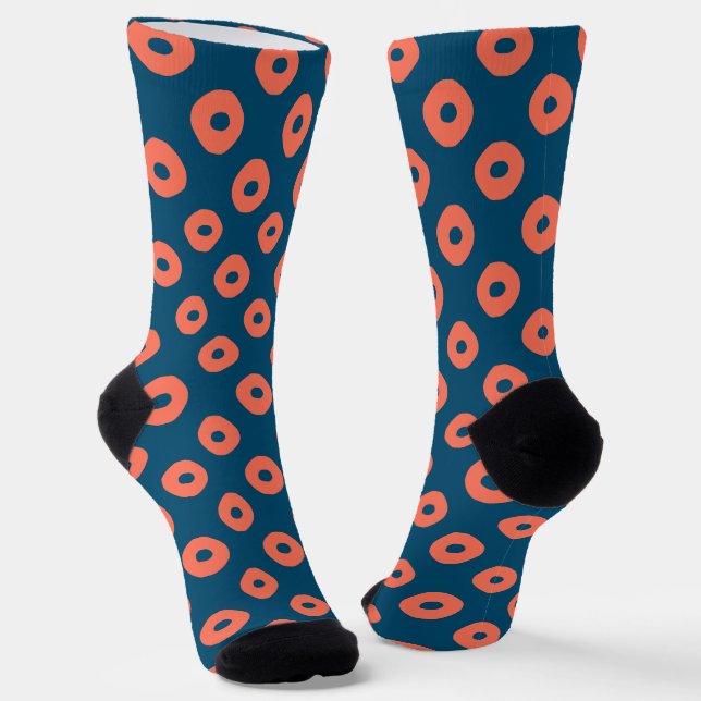 Kanoko" Fawn Spot Pattern Salmon Pink Socks (Angled)