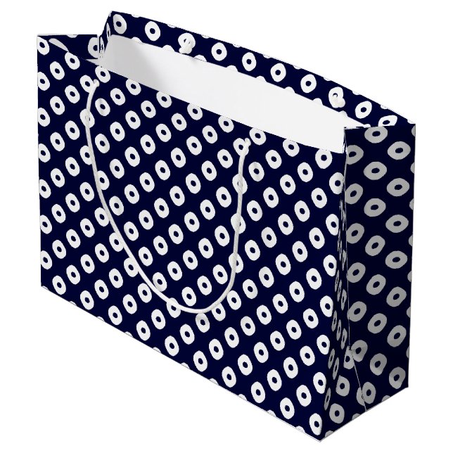 "Kanoko" Fawn Spot Pattern White Large Gift Bag (Back Angled)