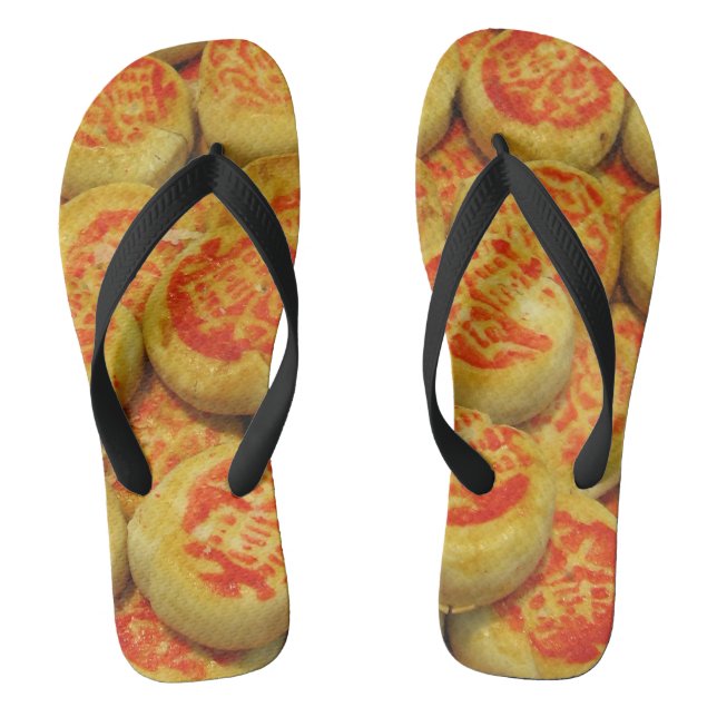 Kanom Pia ขนมเปี๊ยะ ~ Asian Sweets Desserts Food Flip Flops (Footbed)