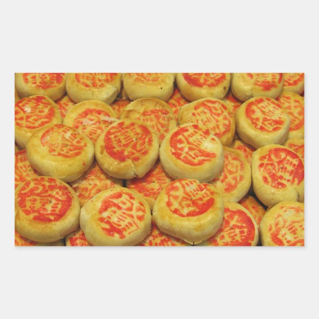 Kanom Pia ขนมเปี๊ยะ ~ Asian Sweets Desserts Food Rectangular Sticker (Front)