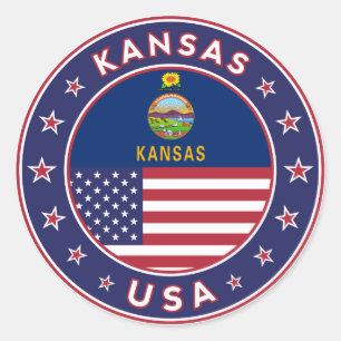 Kansa, Kansas sticker, bag, clock, phone case Classic Round Sticker
