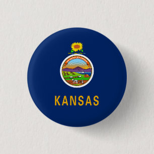 Kansan Flag, Flag of Kansas 3 Cm Round Badge
