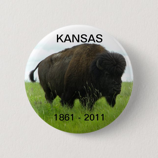 Kansas 1861 - 2011 6 cm round badge (Front)