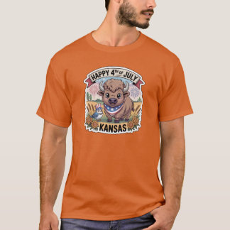 Kansas 4th of July Western Meadowlark Sunflower St T-Shirt