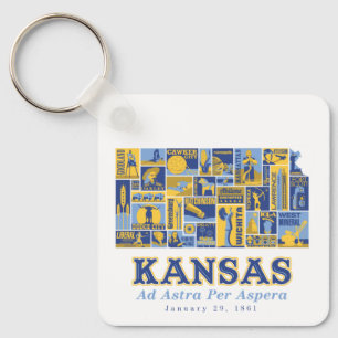 Kansas: Ad Astra Per Aspera –Keychain Key Ring
