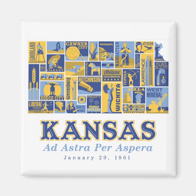 Kansas - Ad Astra Per Aspera - Square Magnet (Front)