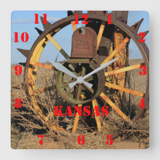 Kansas Antique Tractor Tire Square Clock