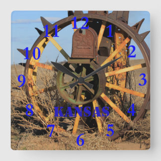 Kansas Antique Tractor Tire Square Wall Clock