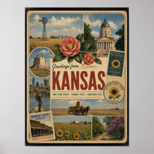 Kansas Authentic Vintage Style Poster