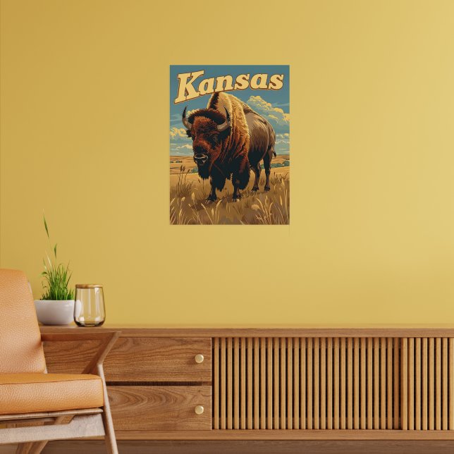 Kansas Bison Vintage Poster (Living Room 2)