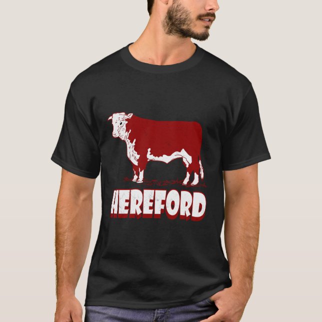 Kansas Cattle Farming Beef Herd Hereford Cow T-Shirt (Front)