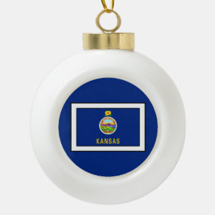 Kansas Ceramic Ball Christmas Ornament