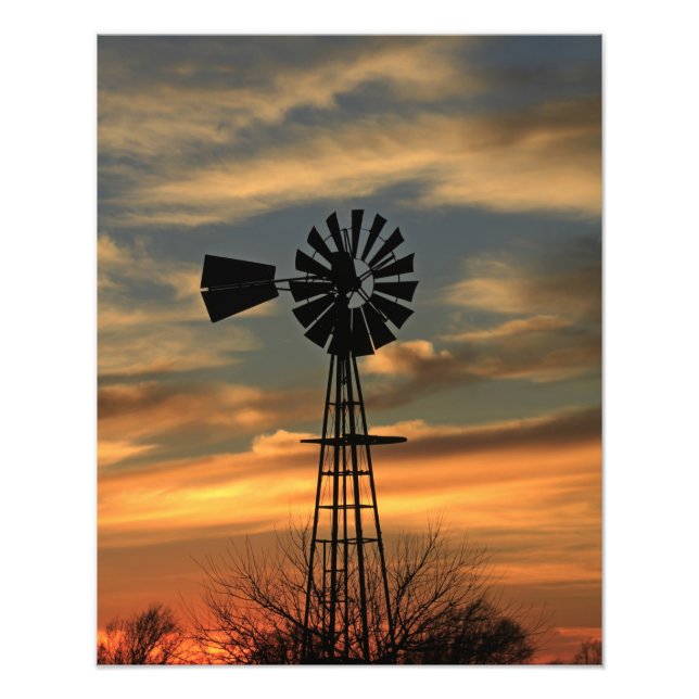 Kansas Christmas 2021 colourful Sunset with clouds Photo Print (Front)