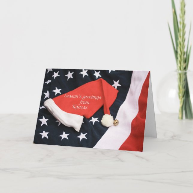 Kansas  Christmas Card, state specific Holiday Card (Front)