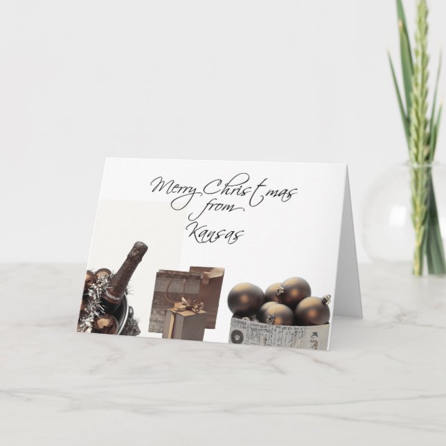 Kansas  Christmas Card, state specific Holiday Card (Front)