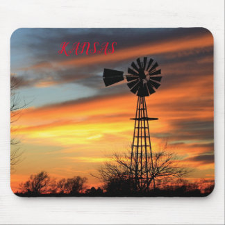 Kansas Christmas Windmill Sunset Mouse Pad