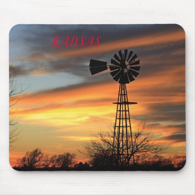 Kansas Christmas Windmill Sunset Mouse Pad (Front)