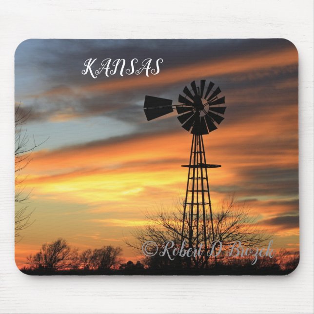 Kansas Christmas Windmill Sunset Mouse Pad (Front)