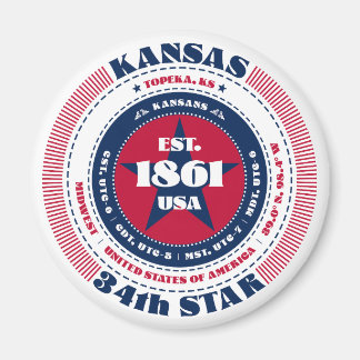 Kansas Circle Typography Souvenir Magnet