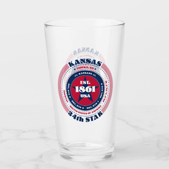 Kansas Circular Typography Design Glass (Front)