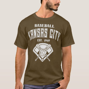 Kansas City Baseball Est 1969 Vintage White Text T-Shirt