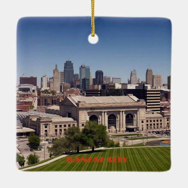 Kansas City Custom Square Christmas Ornament (Back)