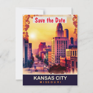 Kansas City Downtown, Travel Postcard,  Save The Date