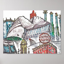 Kansas City Iconic Architecture Poster