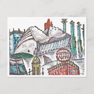 Kansas City Iconic Architecture Poster Postcard