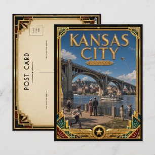 Kansas City Kansas Vintage Art Deco Golden Age Postcard