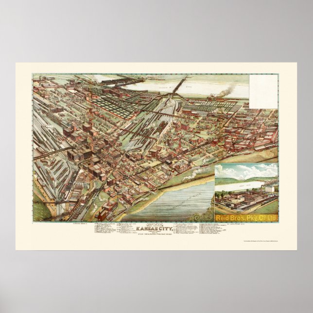 Kansas City, KS Panoramic Map - 1895 Poster (Front)