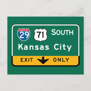 Kansas City, KS Road Sign Postcard