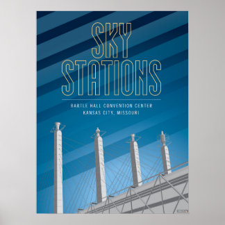 Kansas City Landmarks: Sky Stations - 18 x 24 Poster