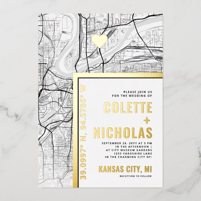 Kansas City Love Locator | City Themed Wedding (Front)