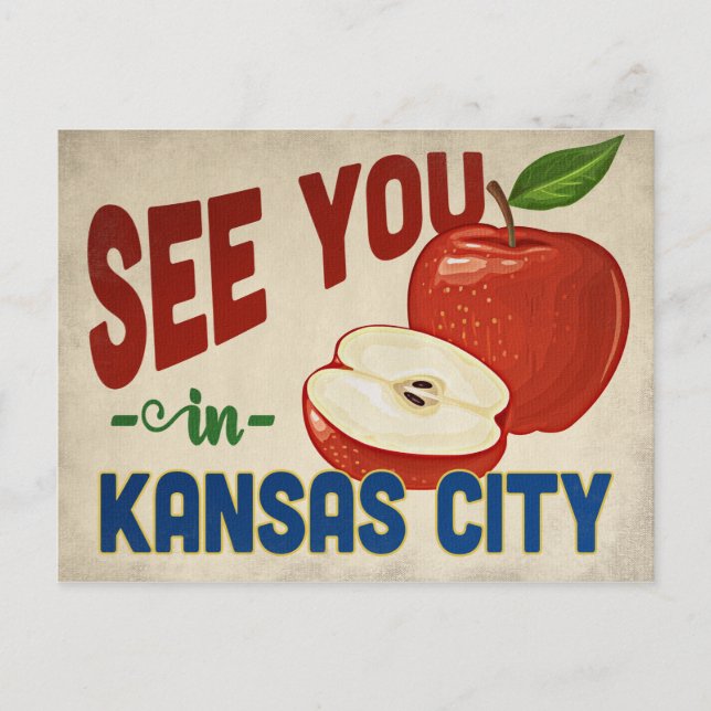 Kansas City Missouri Apple - Vintage Travel Postcard (Front)