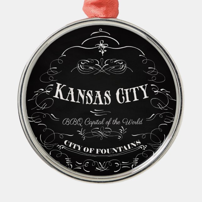 Kansas City Missouri - BBQ Capital of the World Metal Tree Decoration (Front)