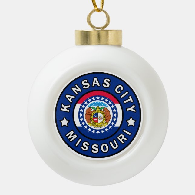 Kansas City Missouri Ceramic Ball Christmas Ornament (Front)
