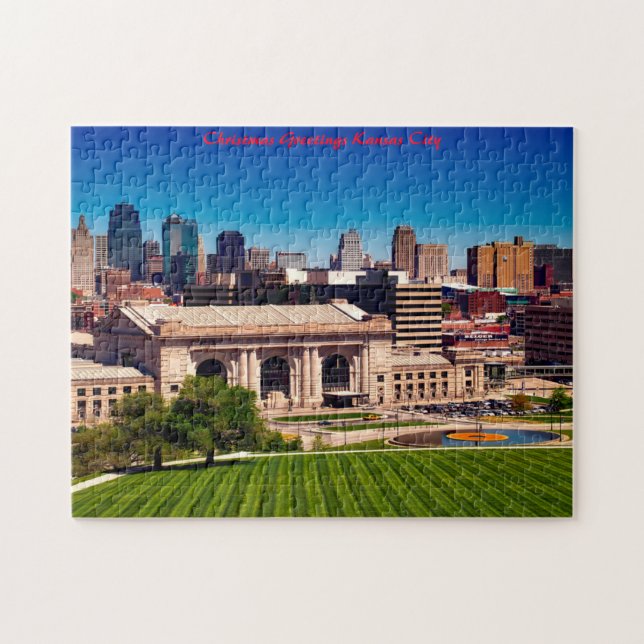Kansas City Missouri Christmas Greetings Jigsaw Puzzle (Horizontal)