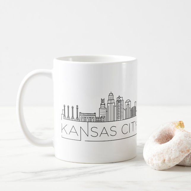 Kansas City, Missouri | City Stylized Skyline Coffee Mug (With Donut)