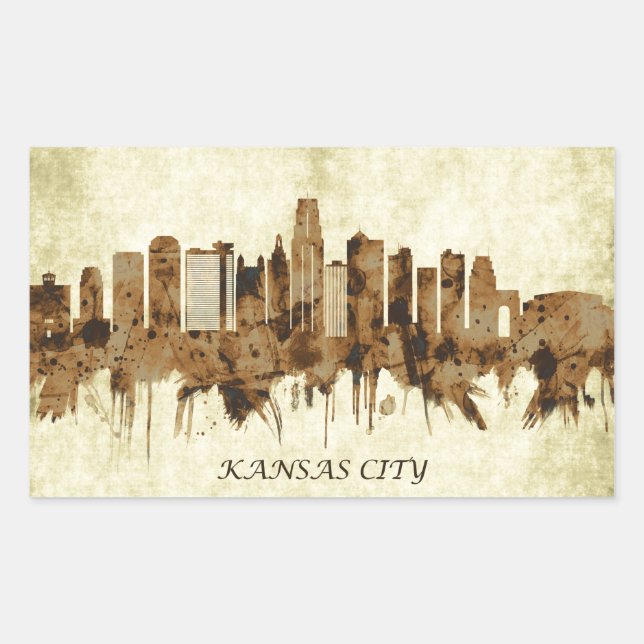 Kansas City Missouri Cityscape Rectangular Sticker (Front)