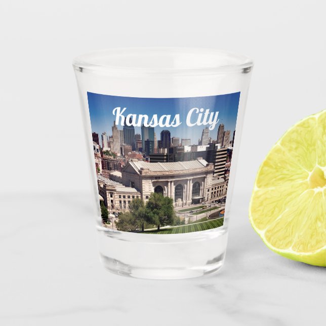 Kansas City Missouri downtown photo Union Station Shot Glass (Front)