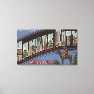Kansas City, Missouri - Large Letter Scenes 2 Canvas Print
