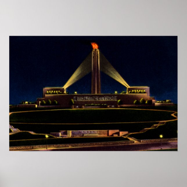 Kansas City Missouri Liberty Memorial by Night Poster (Front)