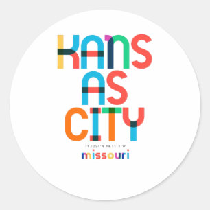 Kansas City Missouri Mid Century, Pop Art, Classic Round Sticker